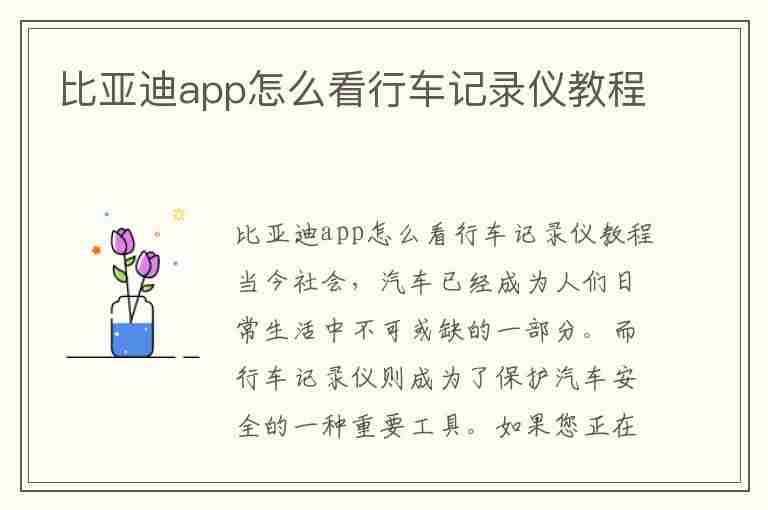 比亚迪app怎么看行车记录仪教程